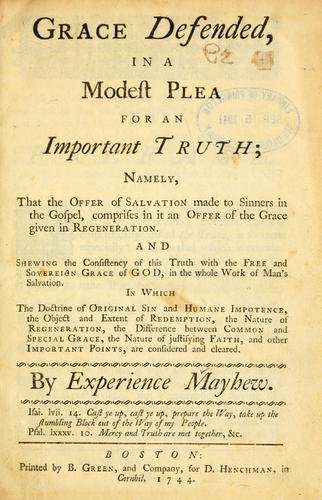 Cover for Grace defended, in a modest plea for an important truth