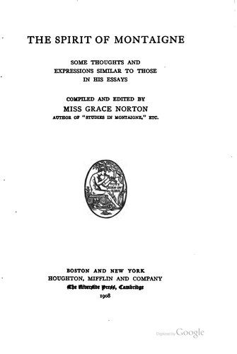 Cover for The spirit of Montaigne
