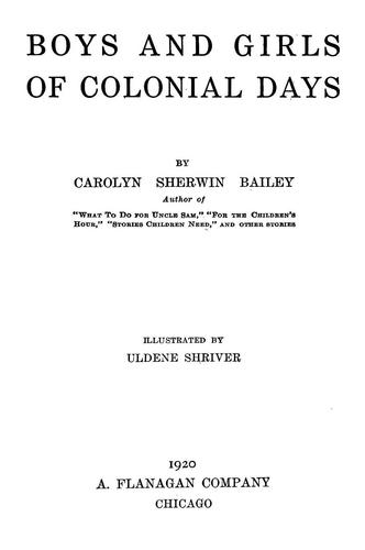 Cover for Boys and girls of colonial days