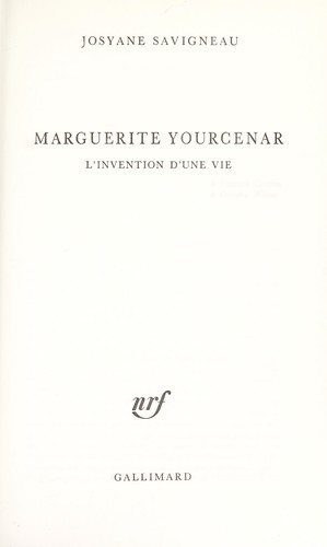 Cover for Marguerite Yourcenar