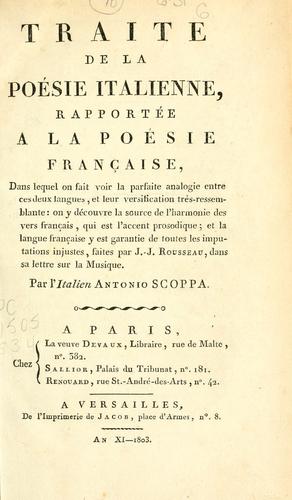 Cover for Traité de la poésie italienne rapportée à la poesie française