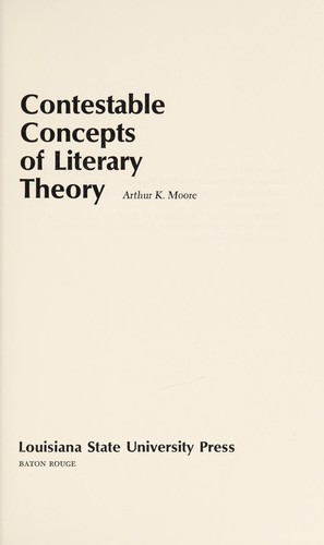 Cover for Contestable concepts of literary theory