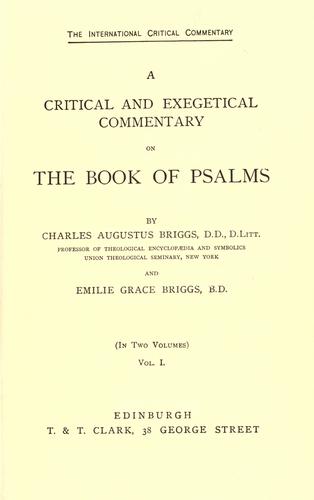 Cover for critical and exegetical commentary on the book of Psalms