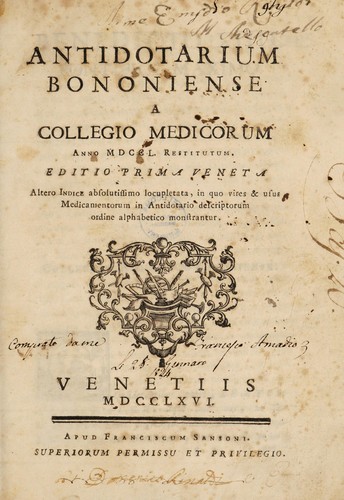 Cover for Antidotarium Bononiense