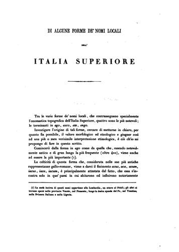 Cover for Di alcune forme de' nomi locali dell' Italia superiore. (Estr. dalle Mem., R. accad. delle sci ...