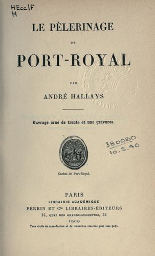 Cover for Le pèlerinage de Port-Royal.