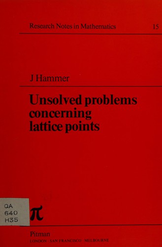 Cover for Unsolved problems concerning lattice points