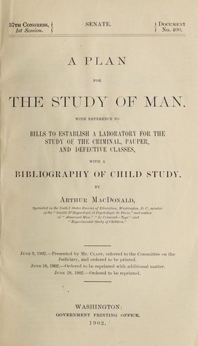 Cover for A plan for the study of man