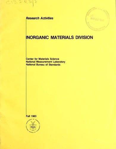 Cover for Inorganic Materials Division