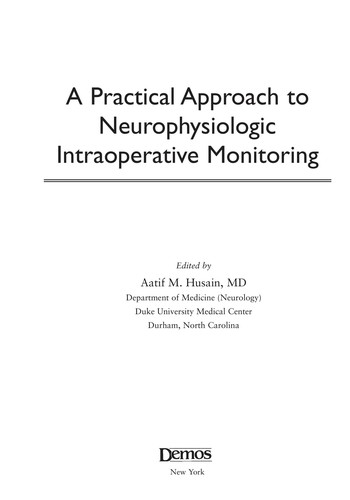 Cover for A practical approach to neurophysiologic intraoperative monitoring