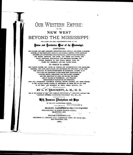 Cover for Our western empire, or, The new West beyond the Mississippi