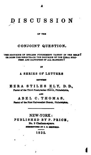 Cover for A discussion of the conjoint question