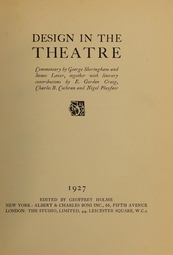 Cover for Design in the theatre