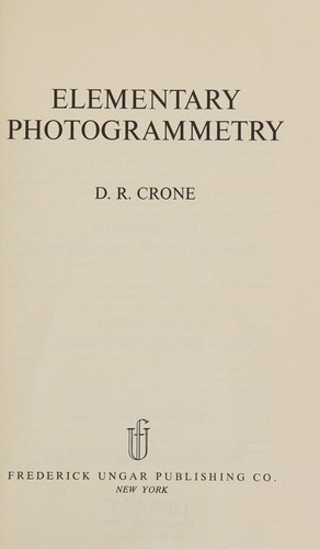 Cover for Elementary photogrammetry