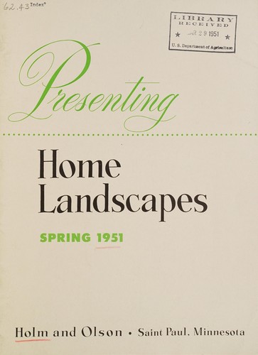 Cover for Presenting home landscapes, spring 1951