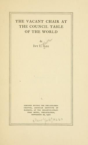 Cover for The vacant chair at the council table of the world