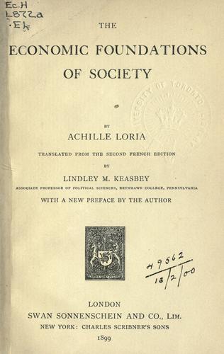 Cover for Economic foundations of society