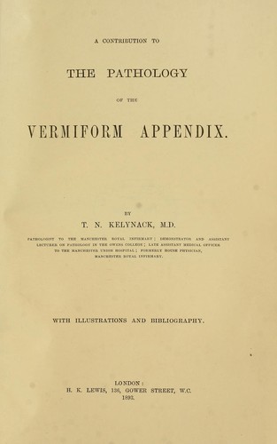 Cover for A contribution to the pathology of the vermiform appendix.