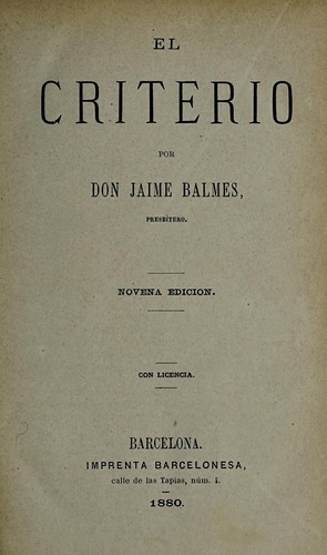 Cover for El criterio