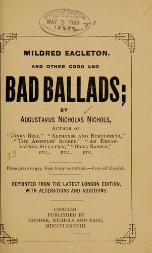 Cover for Mildred Eagleton and other good and bad ballads.