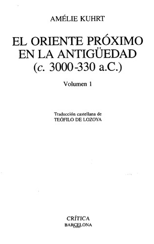 Cover for El Oriente Proximo En La Antiguedad