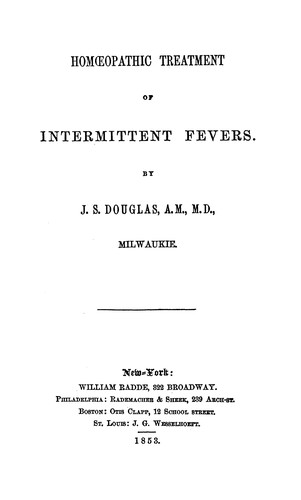Cover for Homoeopathic treatment of intermittent fevers