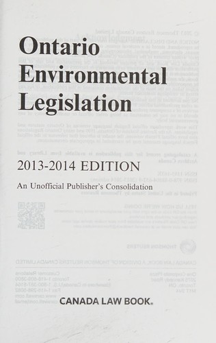 Cover for Ontario environmental legislation