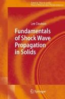 Cover for Fundamentals of shock wave propagation in solids