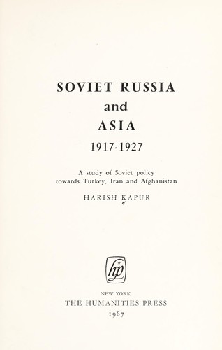 Cover for Soviet Russia and Asia, 1917-1927