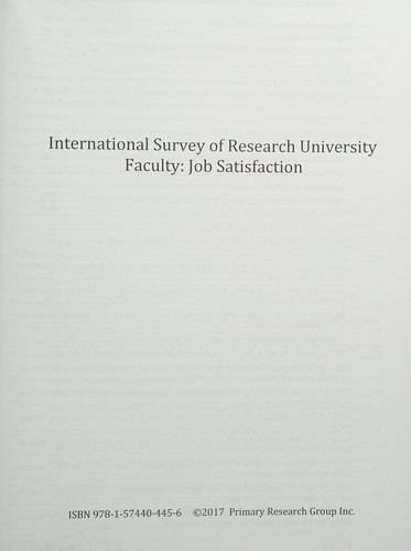 Cover for International survey of research university faculty