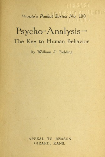 Cover for Psycho-analysis