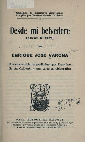 Cover for Desde mi belvedere