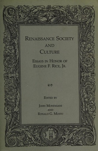 Cover for Renaissance society and culture