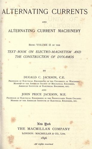 Cover for Alternating currents and alternating current machinery