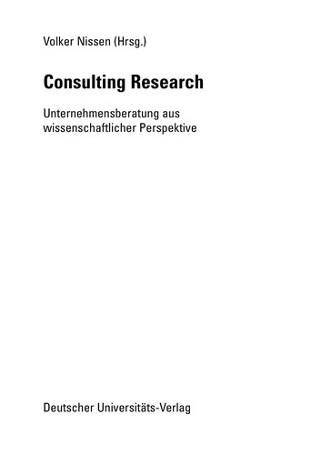 Cover for Consulting Research