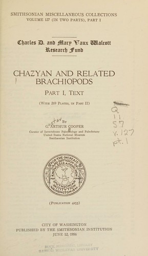 Cover for Chazyan and related brachiopods.