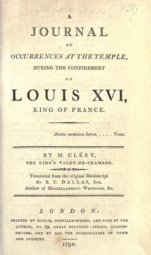Cover for A journal of occurences at the Temple