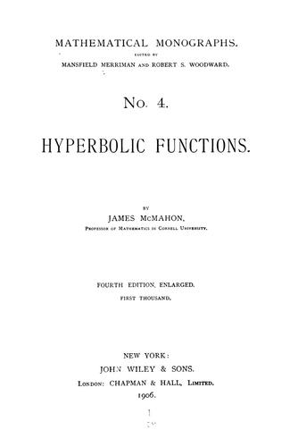 Cover for Hyperbolic functions