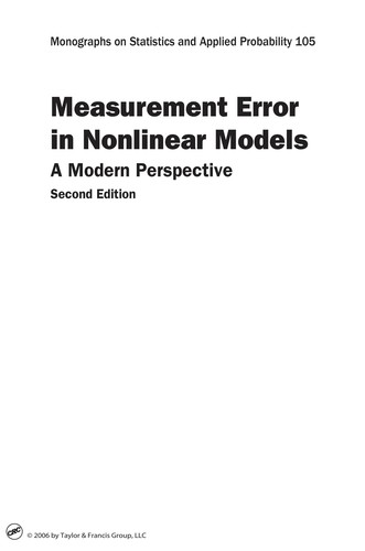 Cover for Measurement error in nonlinear models