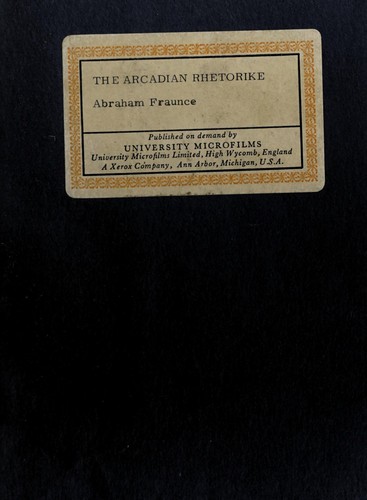Cover for The Arcadian rhetorike
