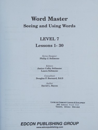 Cover for Word Master Seeing and Using Words