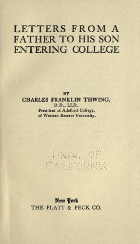 Cover for Letters from a father to his son entering college