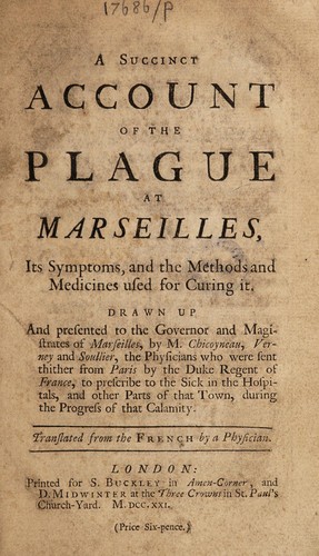 Cover for A succinct account of the plague at Marseilles. Its symptoms and the methods and medicines used for curing it