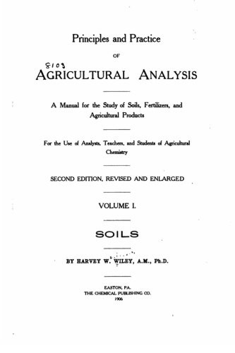 Cover for Principles and practice of agricultural analysis