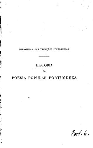 Cover for Historia da poesia popular portugueza ...