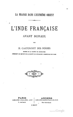 Cover for L'Inde française avant Dupleix