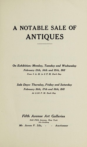 Cover for A notable sale of antiques