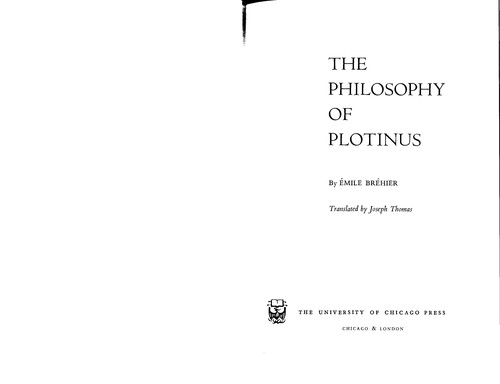 Cover for The philosophy of Plotinus