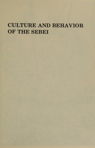 Cover for Culture and behavior of the Sebei