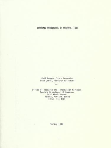 Cover for Economic conditions in Montana